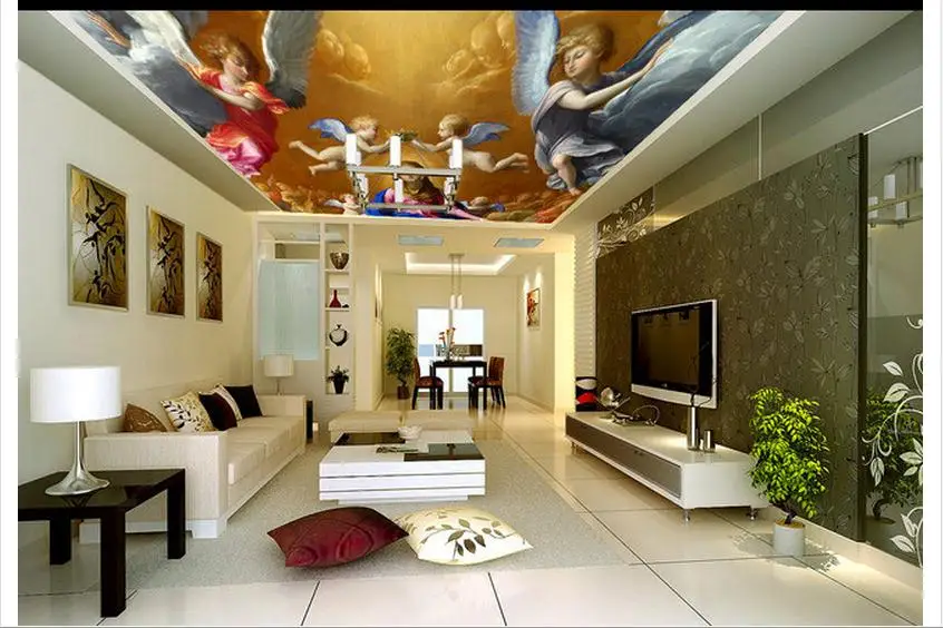 Пользовательские фото обои 3d потолочные фрески ангельские крылья Френки на