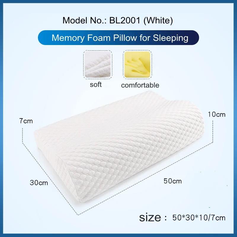 Постельные принадлежности из пены с эффектом памяти, шейные подушки для сна, облегчающие боль в шее, с моющимся чехлом, постельный коврик для сна для взрослых и детей - Цвет: BL2001-White
