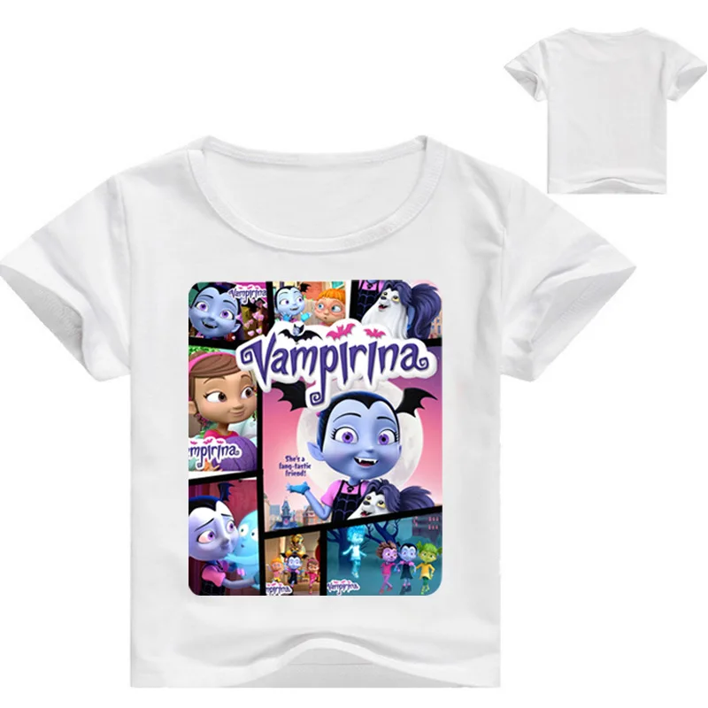 2-12years лето мультфильм vampirina Для детей летняя футболка для маленьких девочек; футболки, топы хлопок Обувь для девочек костюм для мальчиков