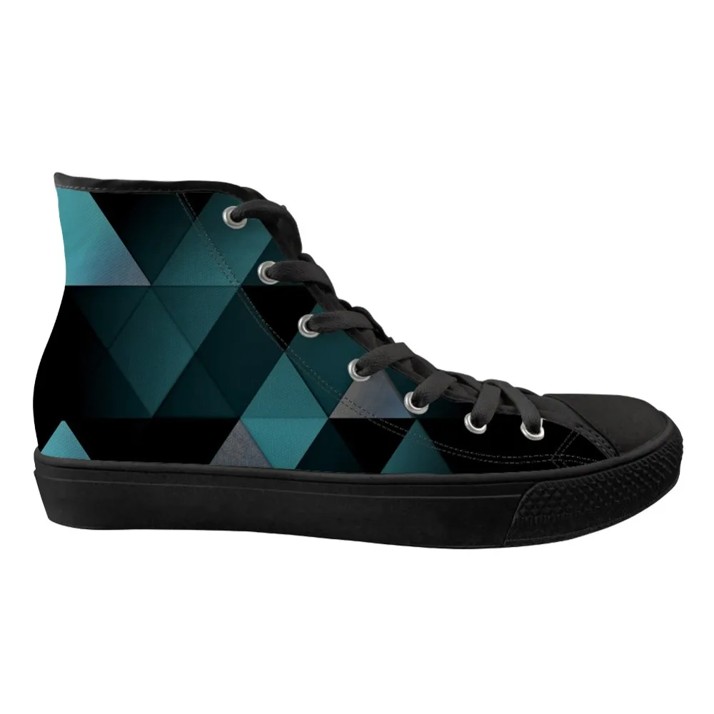

ELVISWORDS Geometry Stylish Cool Vulcanized Shoes Colorful Casual High Top Canvas Running Travel Trainer for Boy Men
