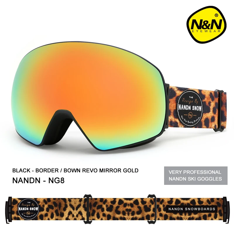 NANDN جديد تزلج نظارات مزدوجة طبقات UV400 مكافحة الضباب كبيرة قناع للتزلج نظارات التزلج الرجال النساء الثلوج على الجليد نظارات