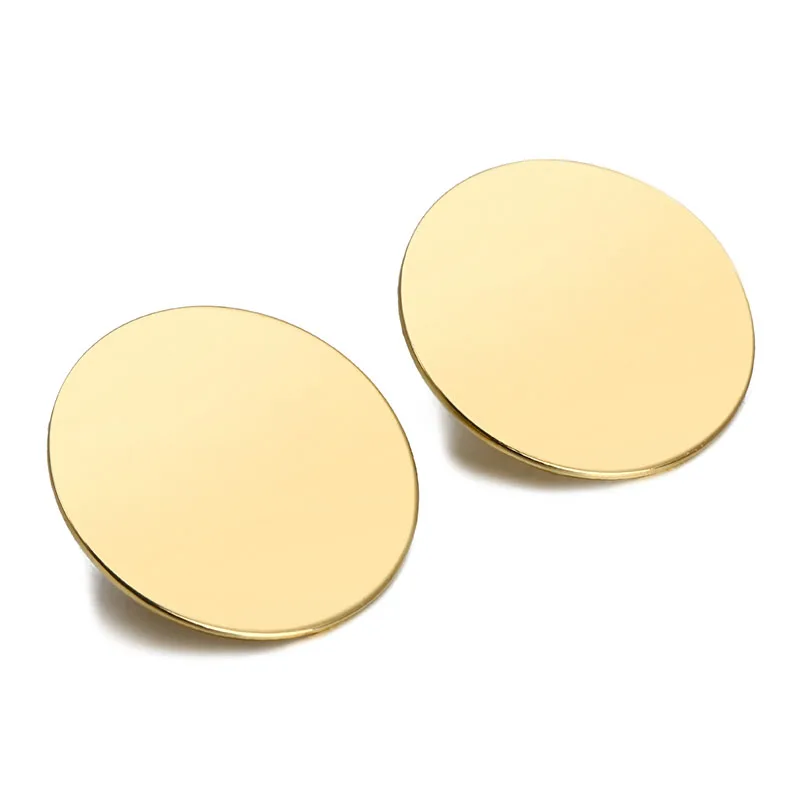1Pair High Quality Gold Metal Circle Stud Earrings Minimalist Geometric Round Ear Stud Fashion  Jewelry Gift For Women
