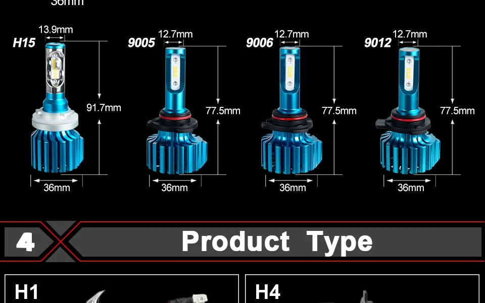 H4 12V 12000lm светодиодный фар автомобиля лампы H1 H11 H8 H9 H15 9005/HB3 9006/HB4 9012 HIR2 24V CSP 72W фары для 6500K светодиодный H7 автомобильные лампочки для автомобильных фар