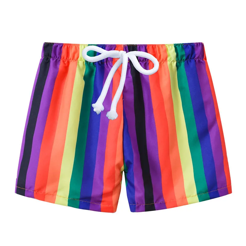 Радужные Повседневные детские пляжные короткие штаны Летние штаны для маленьких девочек бриджи для мальчиков пляжные трусики мягкие брюки - Цвет: 8