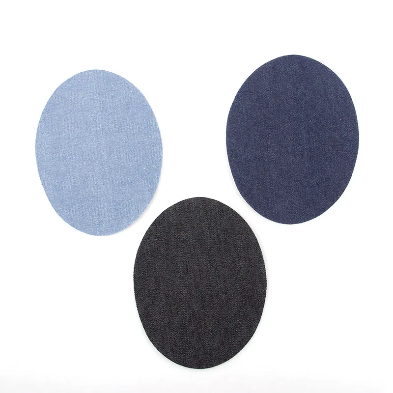 

2PCS 3 Color Jeans Patch Oval Iron On Patches Repair Elbow Knee Denim Patches For Clothes Stickers Clothing Accessories