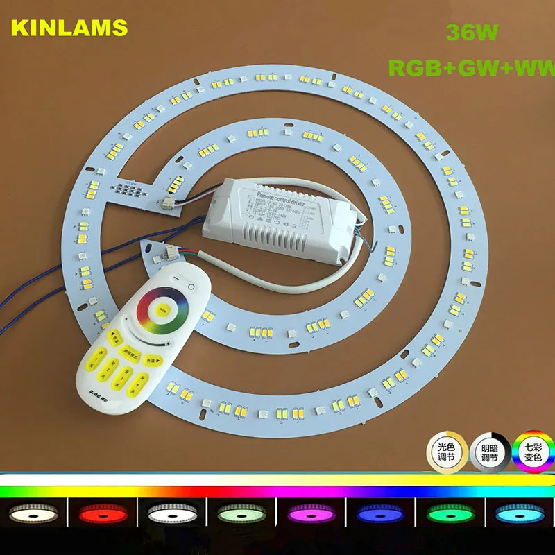 KINLAMS 36 Вт светодиодный RGB+ CW+ WW цветной круглый светодиодный модуль для потолочного освещения интеллектуальный пульт дистанционного управления энергосберегающая лампа