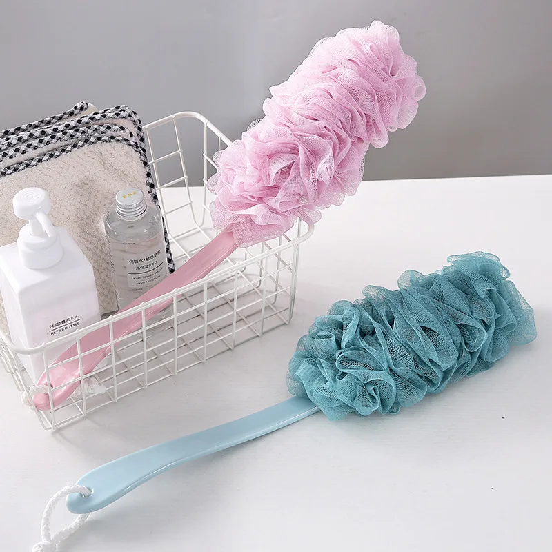 

Large Long Handle Bath Sponge Brush For Shower Flower Soft Back Scrubber Body Cleaning Mesh Bathing Ball Shower Accessories