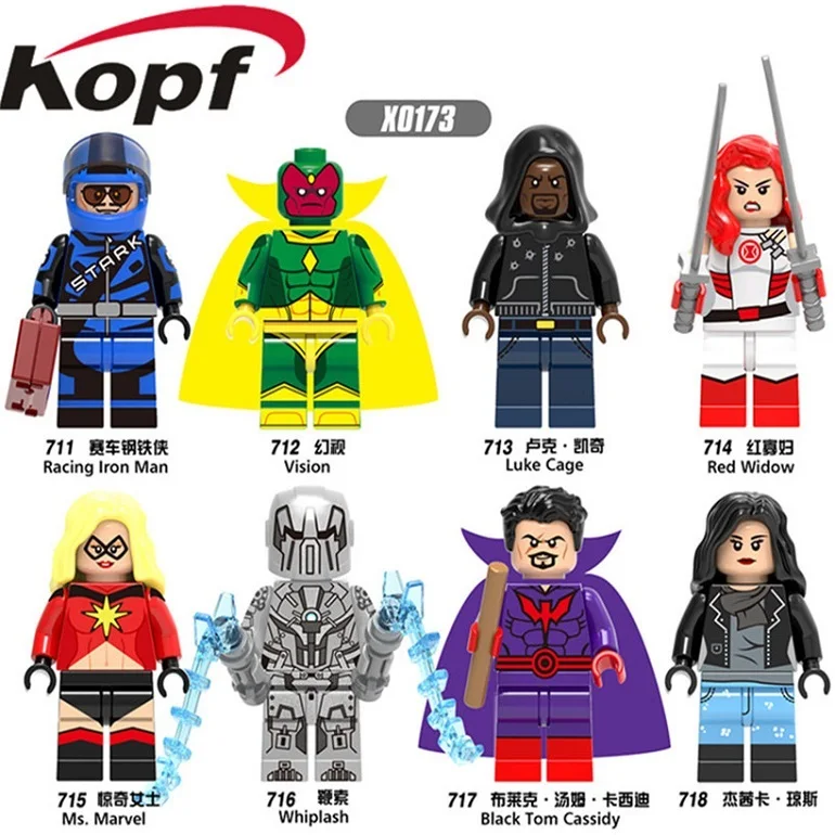 

Single Sale Building Blocks Super Heroes Luke Cage Racing Iron Man Vision Whiplash Bricks Figures Children Gift Toys X0173