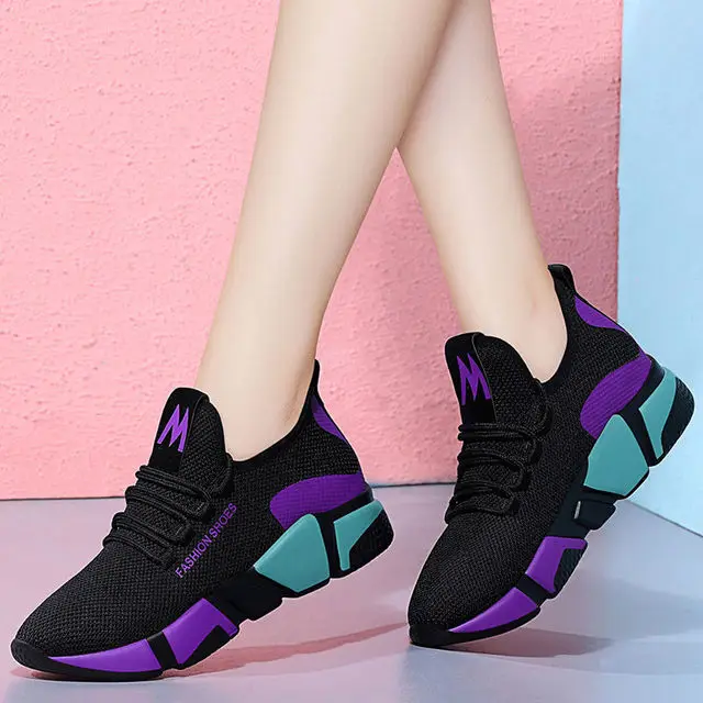 

New Arrivals 2019 Women Mesh Breathable Casual Shoes Woman Sneakers Fashion Canvas Shoes Run Away Mixed Color Size 36-40