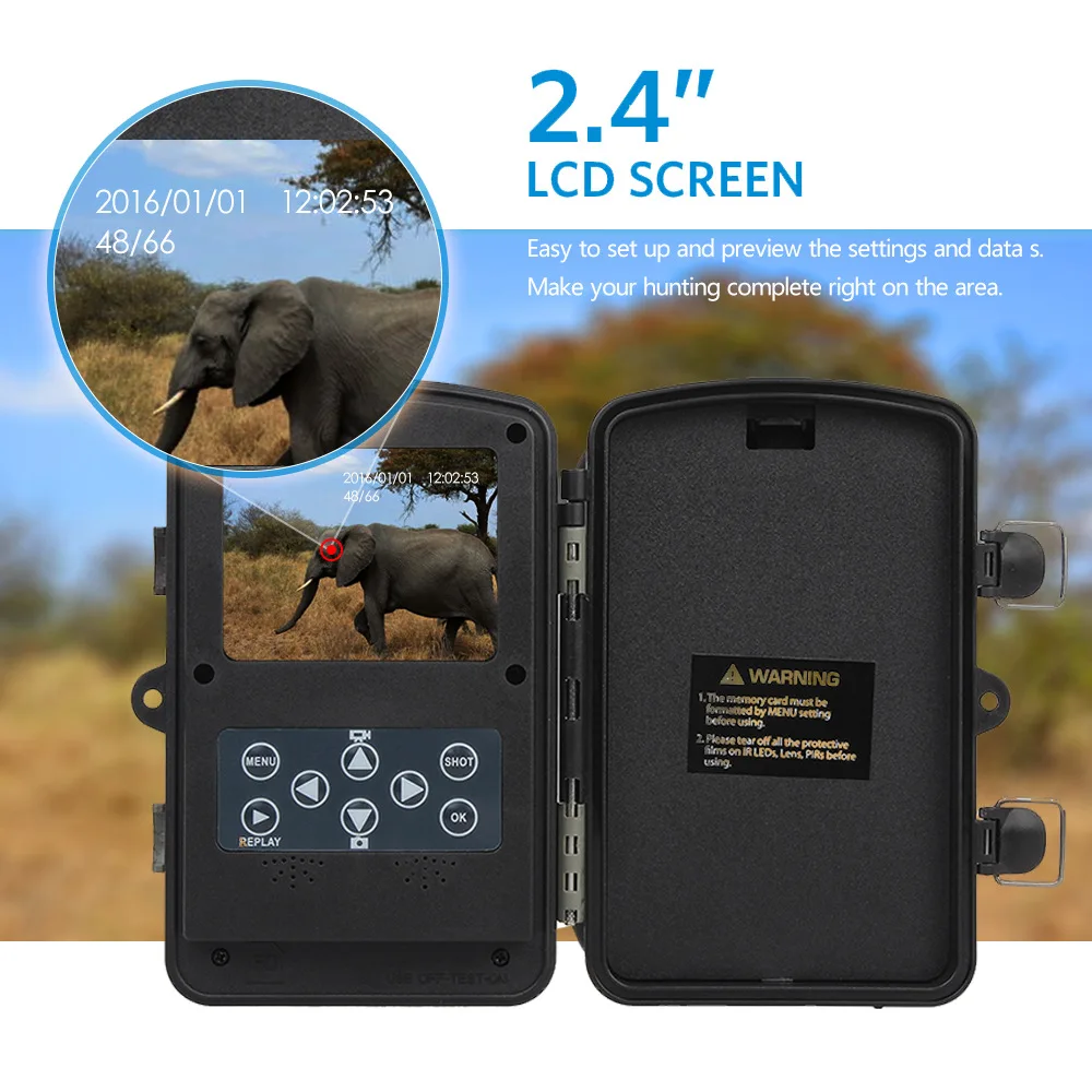 

PDDHKK 2.4" color TFT LCD Screen Video Surveillance Tracking Cams 940nm Viewing Trail Camera 24pcs Infrared LED Light Photo Trap