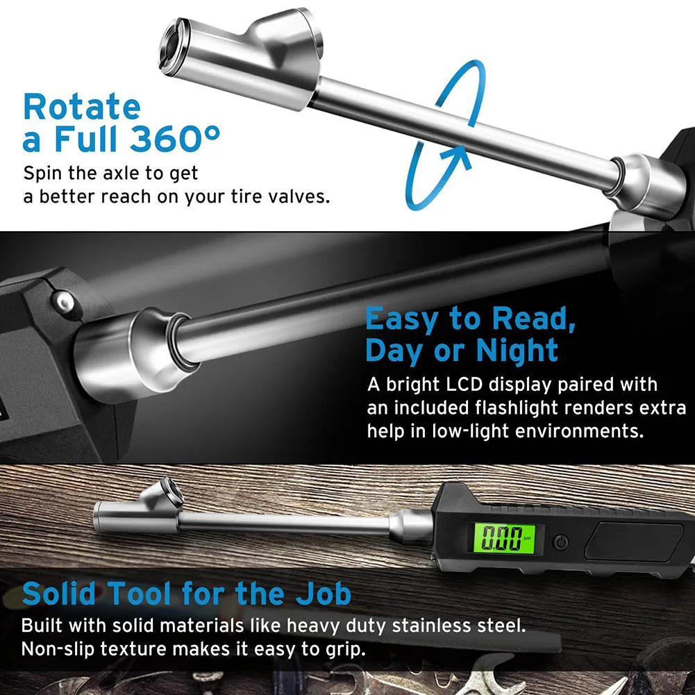 Limited Offer for  Digital Tire Pressure Gauge 230 PSI Dual Head Stainless Steel for Truck Car LCD Flashlight Car Styl