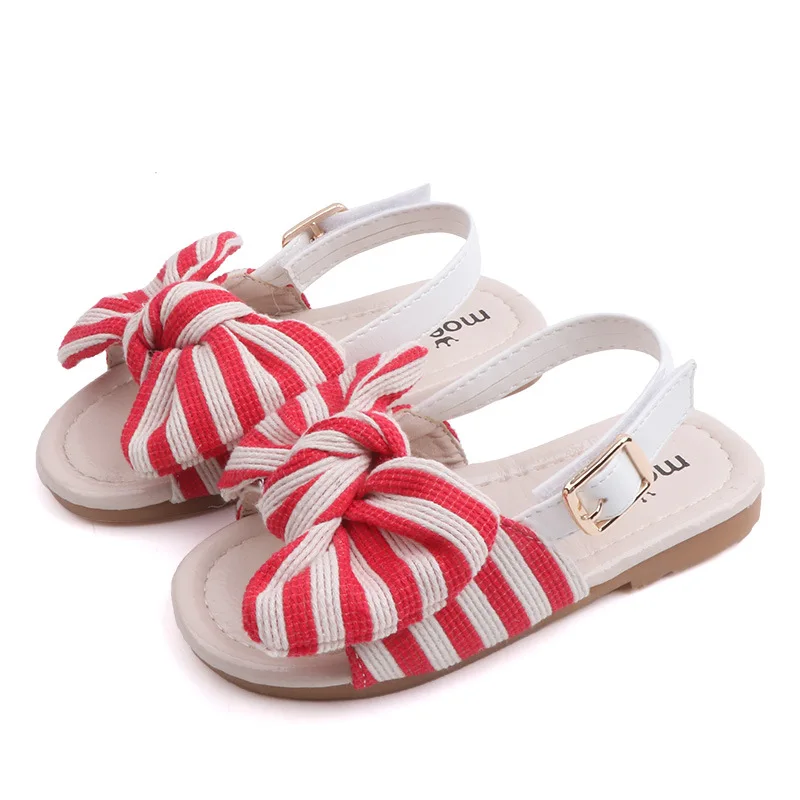 

2019 New Fashion Girls Shoes Big Bowtie Candy Color Children Sandals Hook & Loop Kids Casual Sandalias Shoes