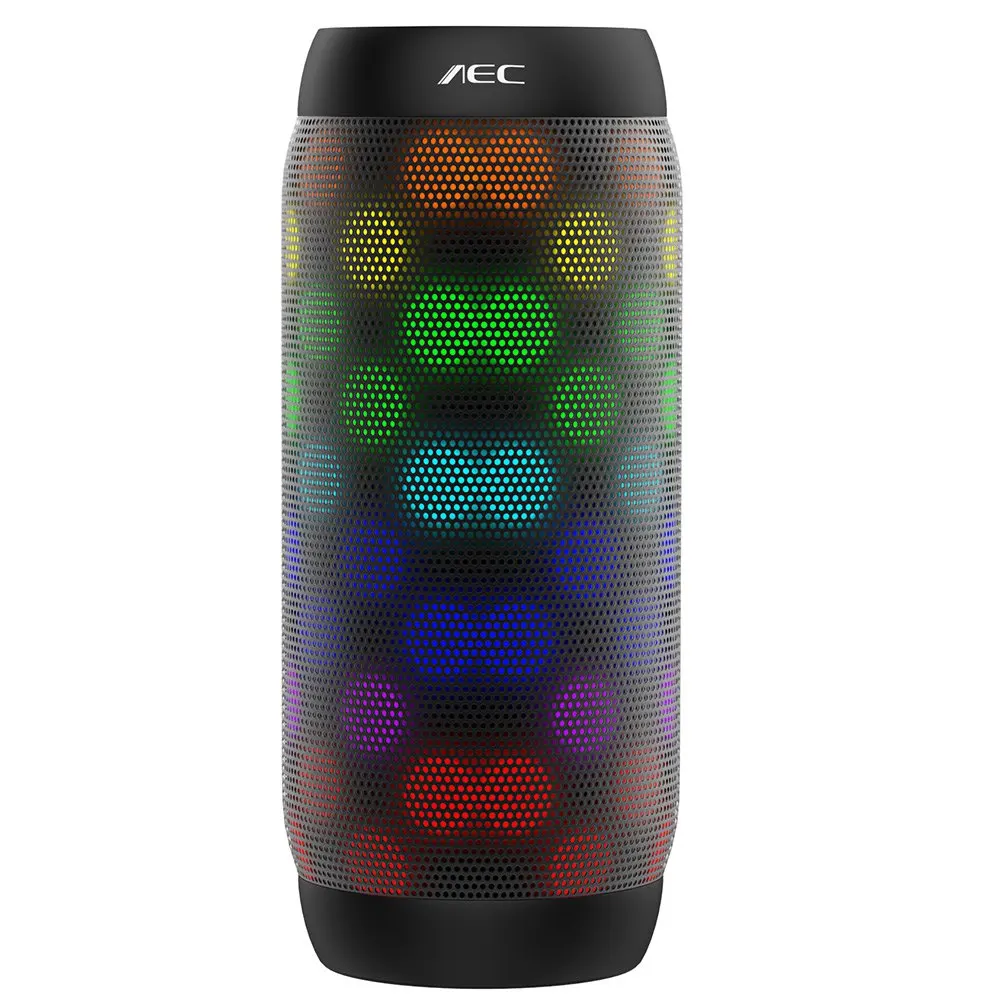 AEC BQ -615 PRO colorful LED Portable Waterproof Wireless Bluetooth Speaker Super Bass Speaker with Flashing Lights FM for Home