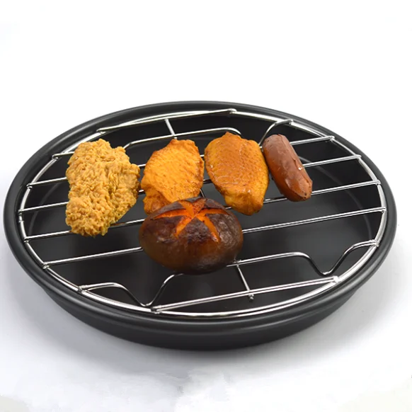 

pizza pan tray plate Round pizza grill chicken wings stainless steel grill pan oven microwave oven grill Non-stick Grill Plate