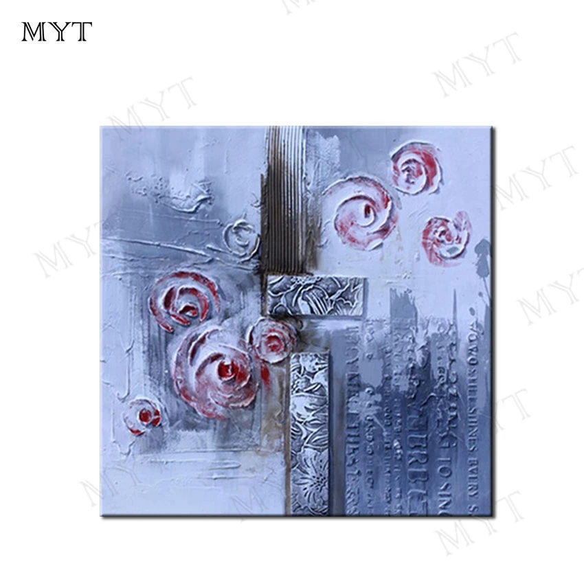 

MYT Picture Hand Painted Modern Abstract Palette Knife Flower Oil Painting On Canvas Wall Art For Living Room Home Decoration