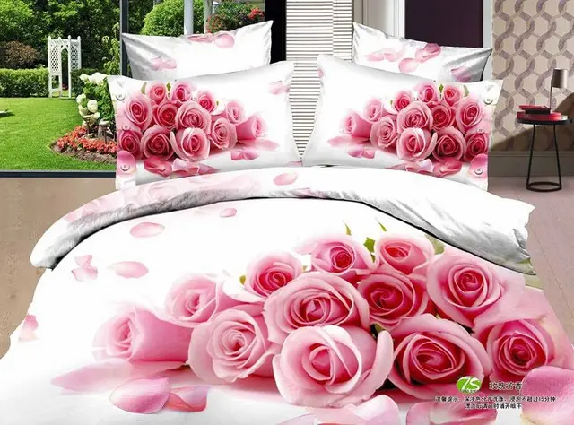 Good Quality 100 Cotton Oil Painting Pink Rose Bedding Duvet Good Quality 100 Cotton Oil Painting Pink Rose Bedding Duvet Cover
