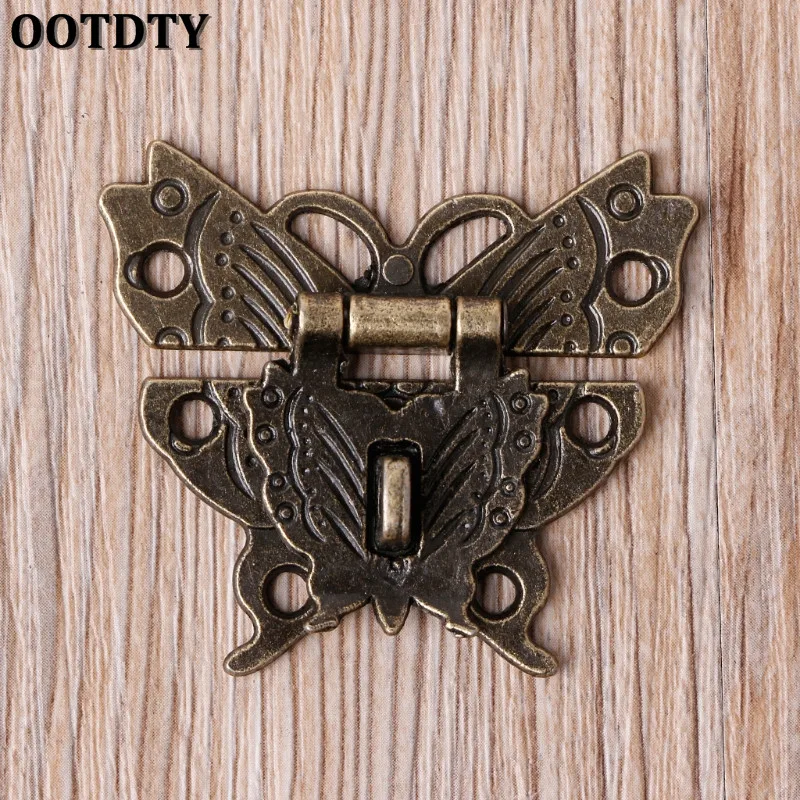 Beautiful Butterfly Design Antique Bronze Hasp Latch Jewelry Wooden Box Lock Cabinet Buckle Case Locks Handle Hardware Accessory
