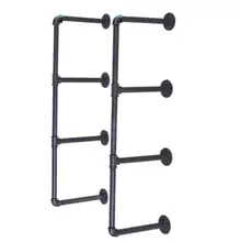 Industrial Retro Bookshelf Black Iron Pipe Wall Mount Shelf Shelving 98cm Height For Home Bathroom Hardware