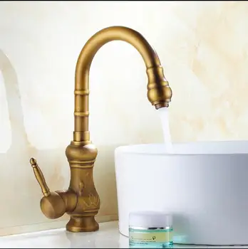 

Fashion Hot & Cold Basin Faucet Europe style total brass bronze finished Carved kitchen faucet swivel kitchen mixer tap,sink tap