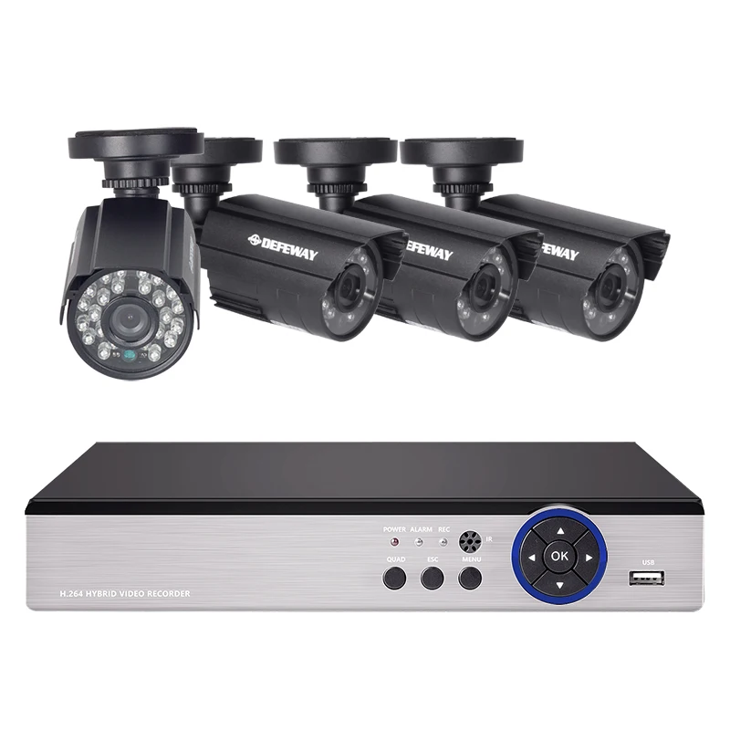 DEFEWAY HD 1080N P2P 8-канальный CCTV Системы видеонаблюдения DVR комплект 4 шт. Открытый ИК Ночное видение 1,0 МП CCTV Системы