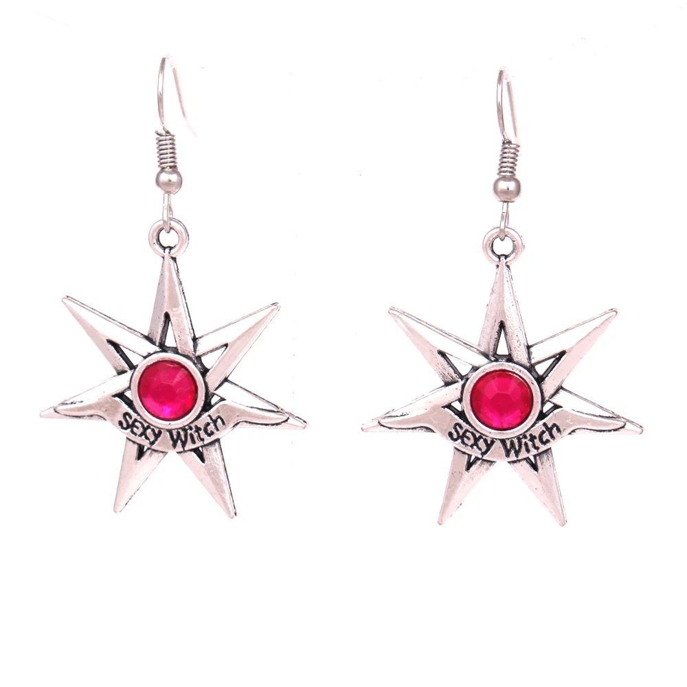 

Sexy Witch Mix Color star silver wiccan earring by Peter Stone Witch Diva Gift jewelry