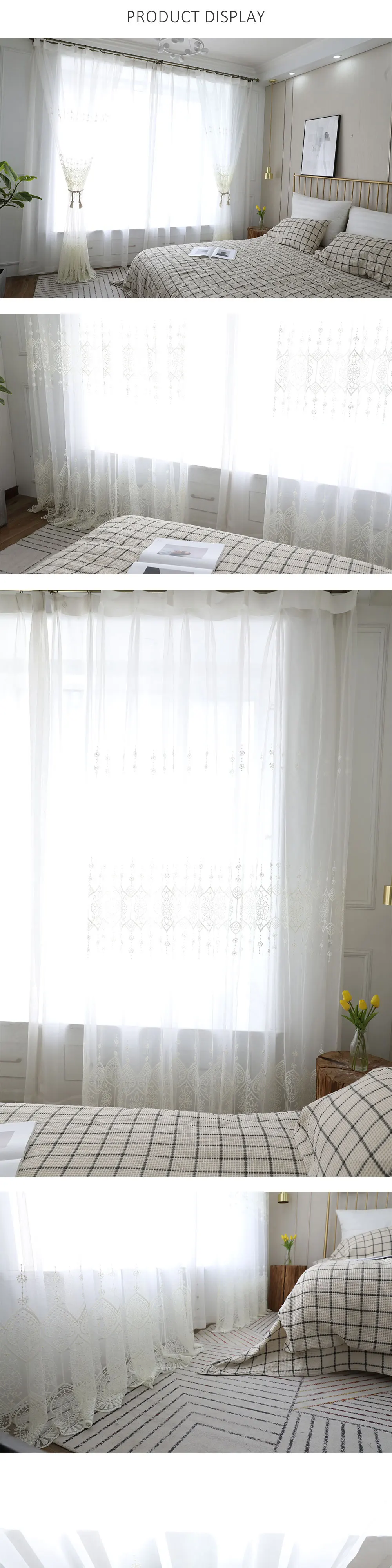 LOZUJOJU 1 Piece White Sheer Curtains Transparent Tulle Drops All Match living Room windows Thread Fabric Pastoral Style Modern (1)