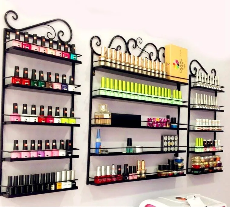 3 Pcs/Set 5 Layer Iron Nail Polish Shelf Black Nail Shop Exhibition