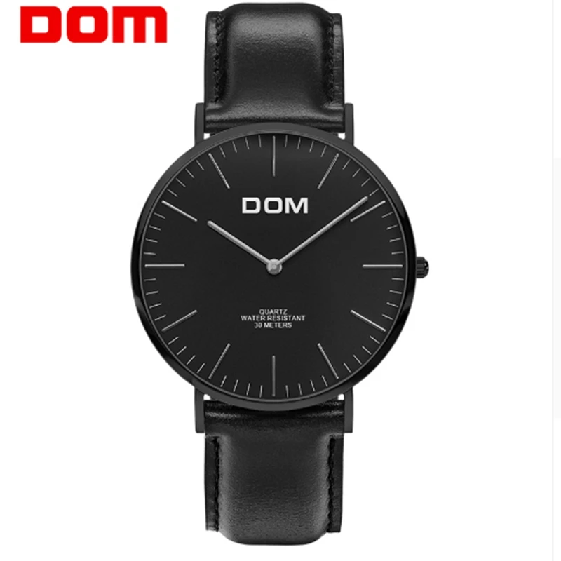 

DOM Top Brand Luxury Fashion Male Wristwatch Quartz Leather Watchband Business Watches Waterproof watch Men Watch Clock M-36BL-1
