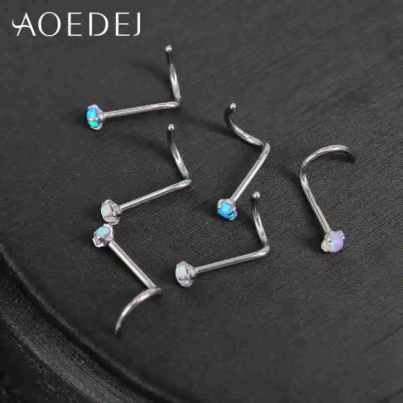 Серьги гвоздики AOEDEJ из нержавеющей стали для пирсинга ноздрей ювелирные