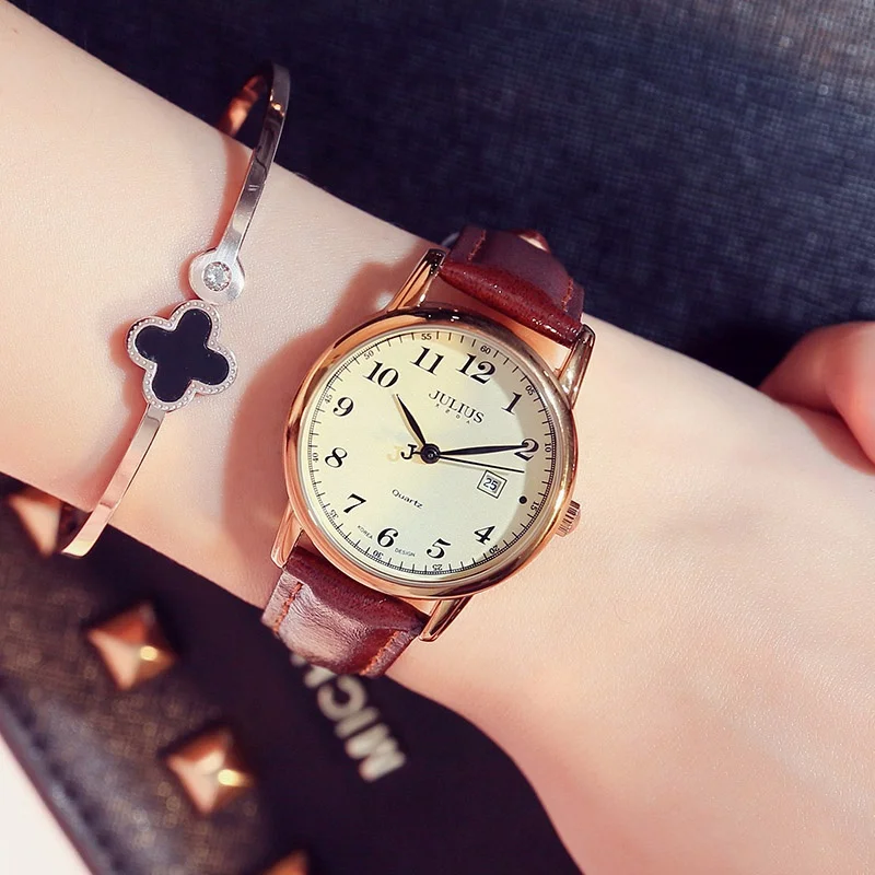 Women's Calendar Japan Quartz Arabic Digital Leather Band 30M Waterproof Watches Ladies Buckle Steel Back Analog watch Gift Box Women's Calendar Japan Quartz Arabic Digital Leather Band 30M Waterproof Watches Ladies Buckle Steel Back Analog watch Gift Box