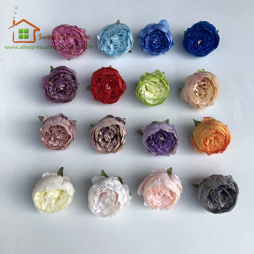 

DIY Artificial Flower Silk Peony Flower Head Wedding Party Flower Wall Home Decoration Diameter 8CM