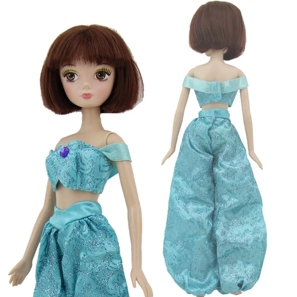 

Fairy Tale Exotic Indian Princess Blue Outfit Copy Aladdin Jasmine Fairy Tale Costume Clothes For Blythe Doll Kurhn Accessories