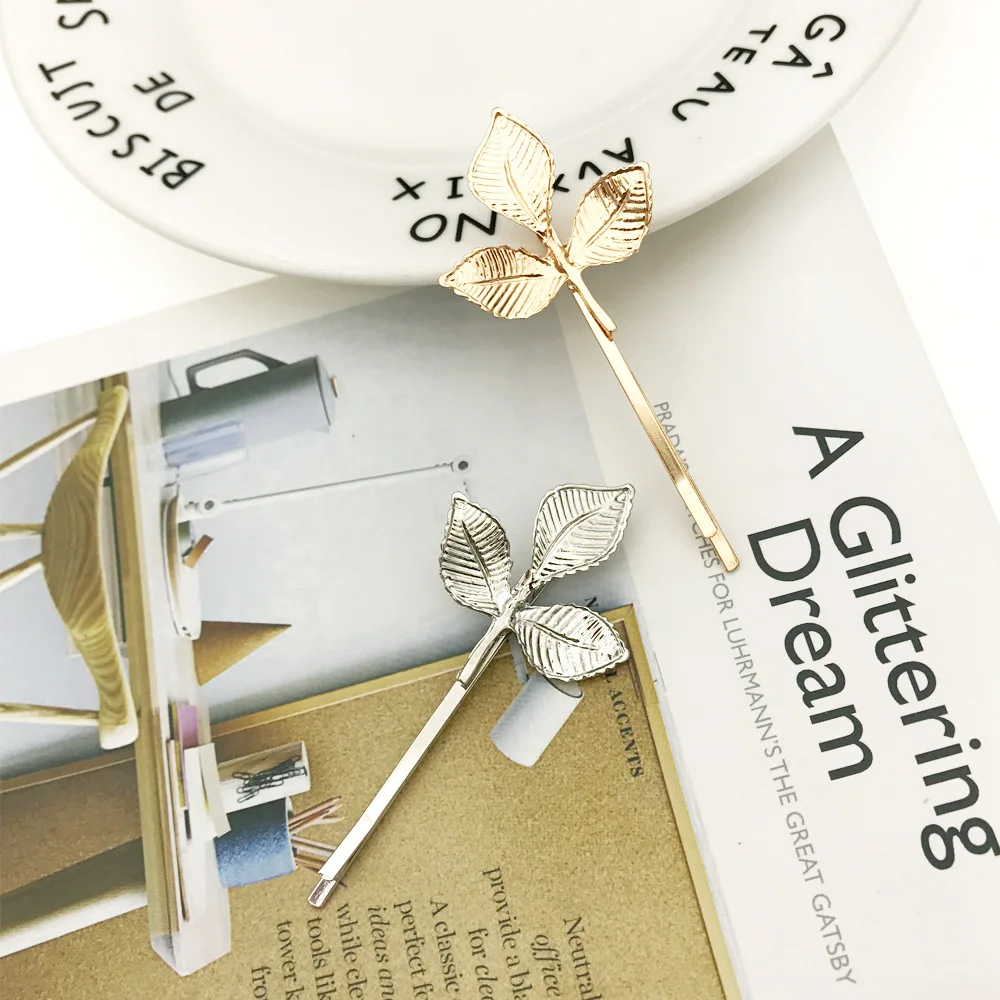 Gold Silver Metal Hair Clip Creative Scissors Leaves Comb Shapes Hairpin Clamps Hair Decorations Accessories Hair Barrettes