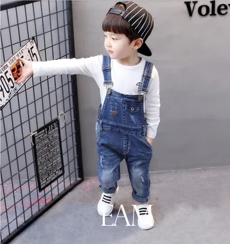 

Spring Autumn Children Boy Overalls Pants New Kids Denim Trousers Toddler Ripped Boys Casual Jeans Pants Cowboy Summer 2-5T
