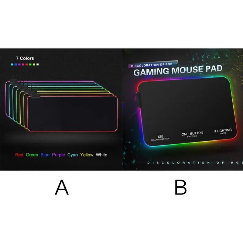 RGB 7 Colorful Luminous Mousepad Gaming LED Lighting Mouse Mat for PC Laptop Desktop font b