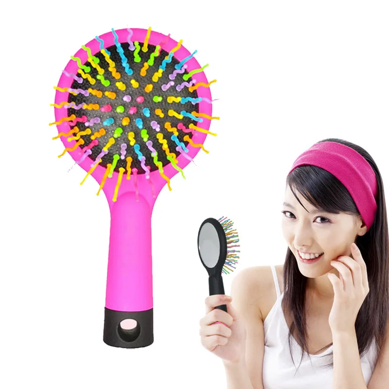 Rainbow Volume S Brush Hair Curl Magic Accessory Perm Wave Straight Beauty Comb with Mirror | Красота и здоровье