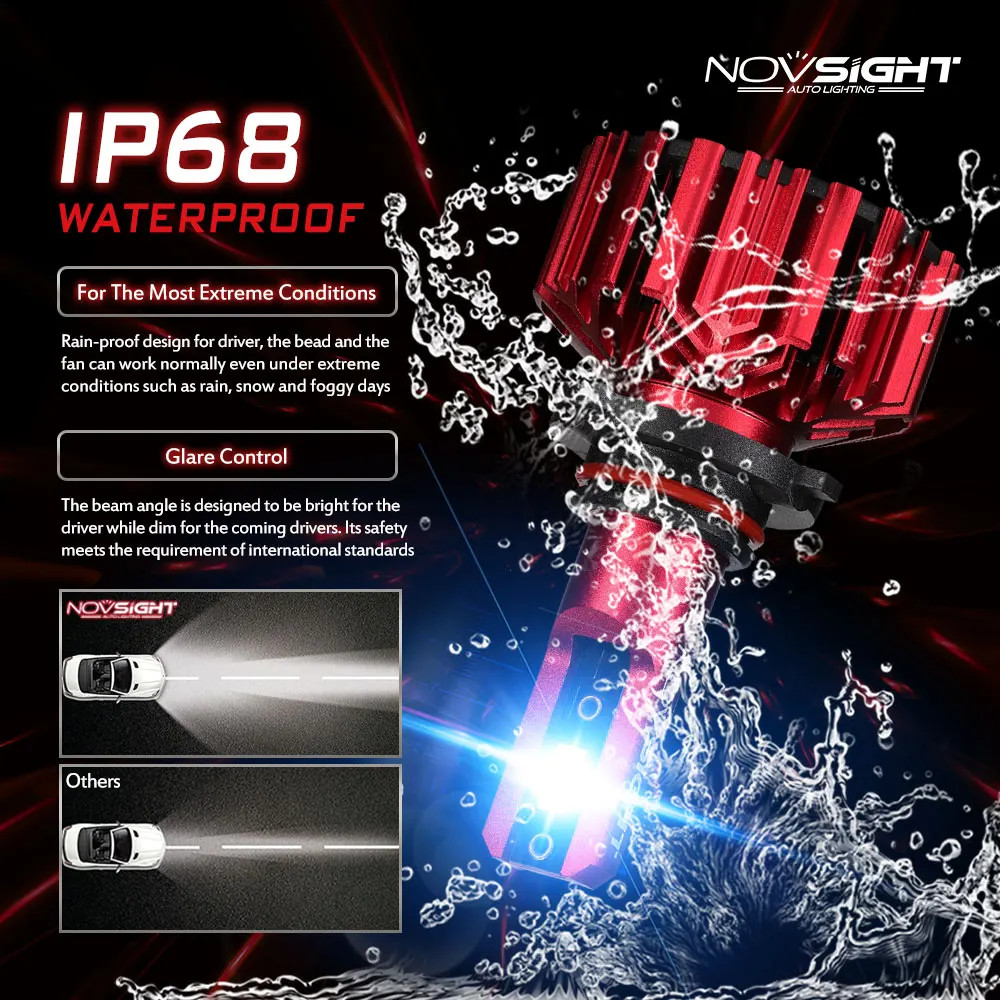 NOVSIGHT 2 шт. супер Brgiht 9005 Светодиодная лампа H4 H7 H11 HB3 Автомобильные светодиодные