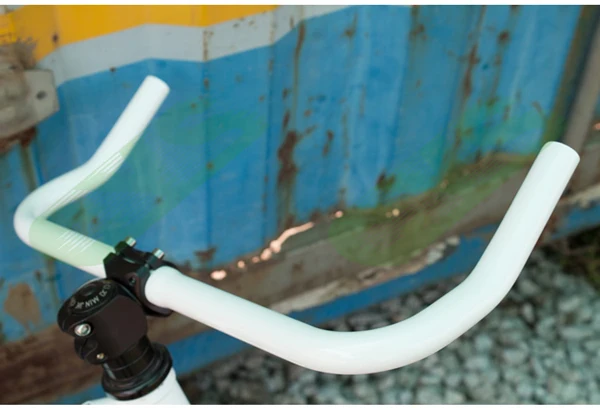 Легкий трек велосипед руль из алюминиевого сплава bullhorn велосипедный руль для велосипеда, изогнутый фиксированный редуктор 400*25,4 мм - Цвет: Белый