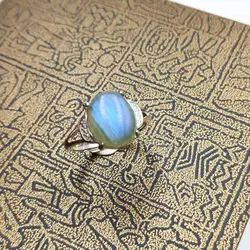 Натуральный Лабрадорит синяя световая вспышка Регулируемый Размеры обручальное кольцо женские серебряных биссерных подарок 11x9 мм Леди
