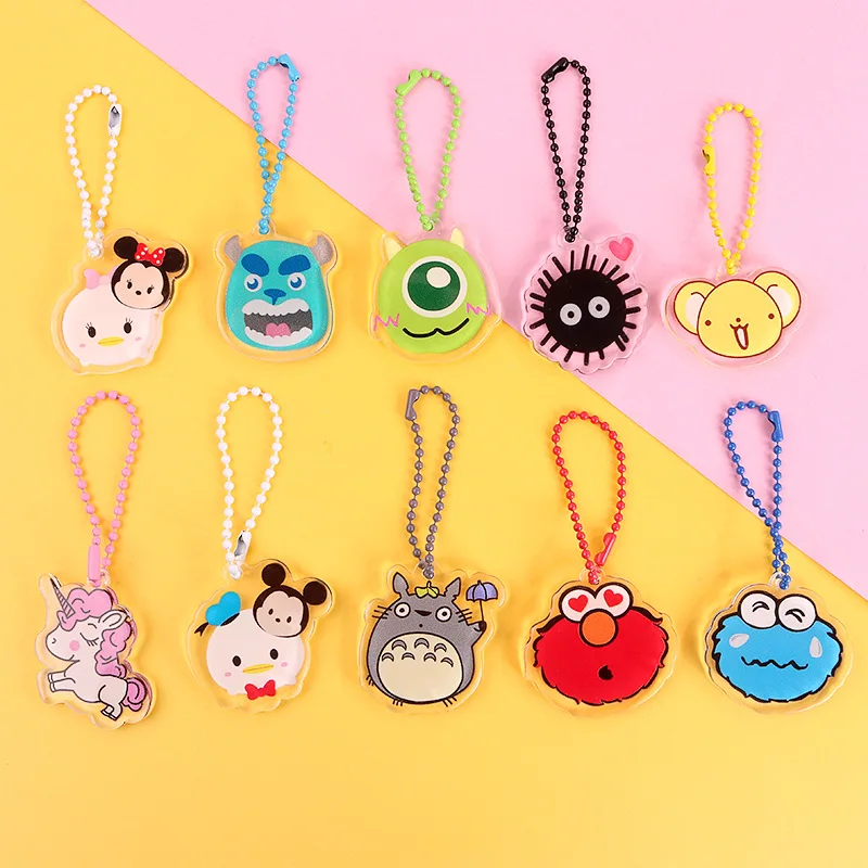 

Cute Cartoon Sesame Street Unicorn My Neighbor Totoro Monsters University Acrylic Keychain for Women Bag Charms Key rings