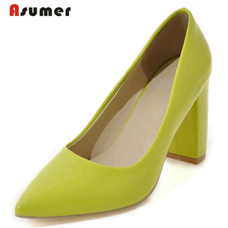 

Asumer 5 Colors shallow single four seasons shoes contracted fashion women pumps big size 33-43 solid high heels shoes