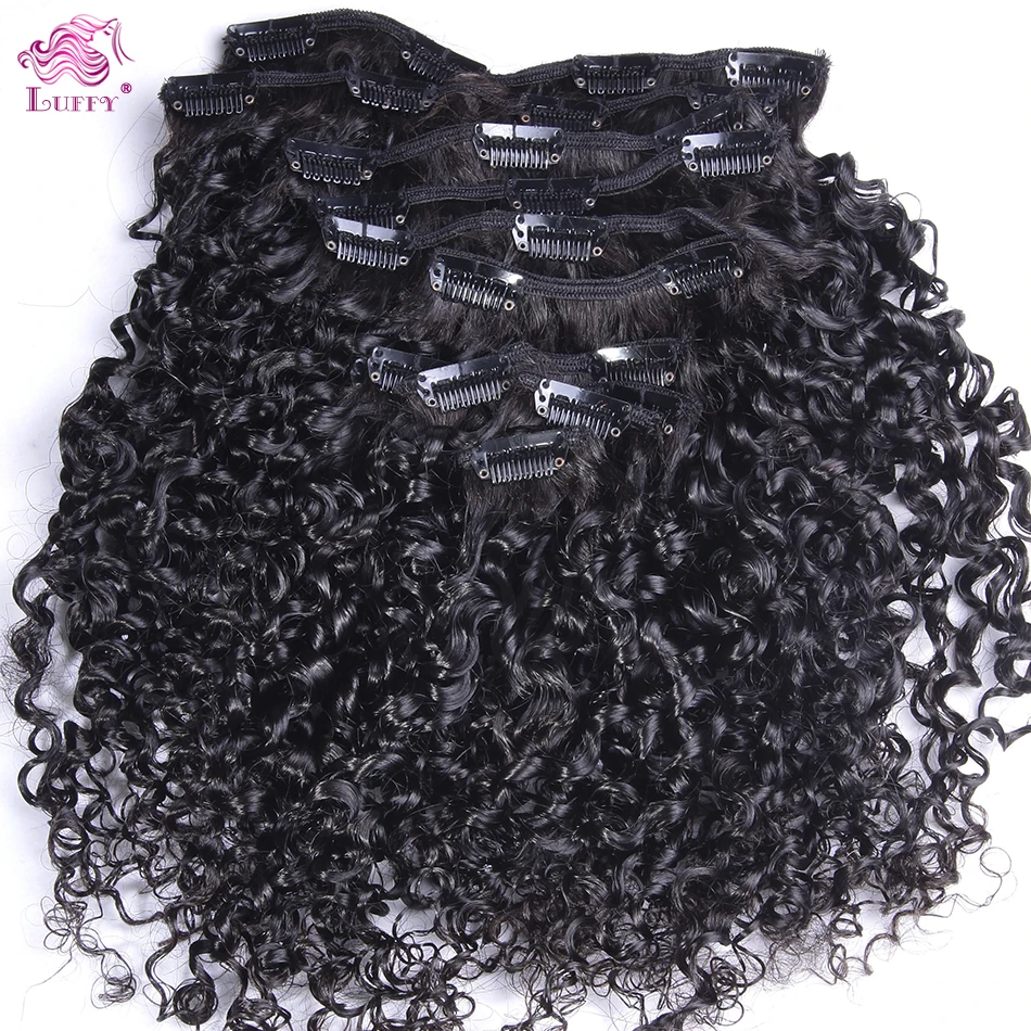 Unprocessed Virgin Brazilian Remy Human Hair Tight Kinky Curly Clip In Human Hair Extension 70g~120g Clip Ins Weave Clip In Hair