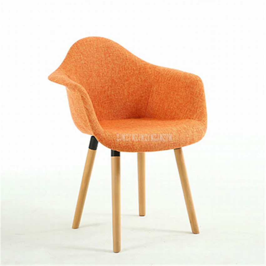 Modern Solid Wood Upholstered Dining Chair Arm Rest Backrest Soft Seat