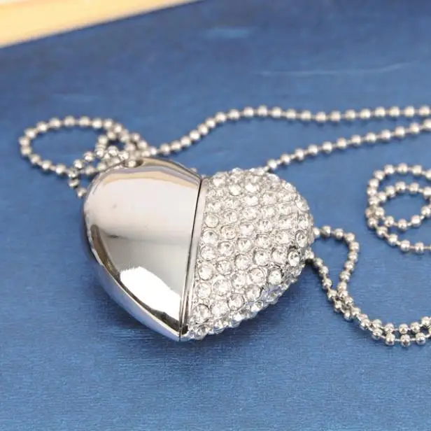

Luxury Heart Jewelry USB Flash Drive 64GB USB 3.0 High Speed Pen Drive 64GB Pendrive 32GB 16GB 8GB Mini Memory Card Stick Gift