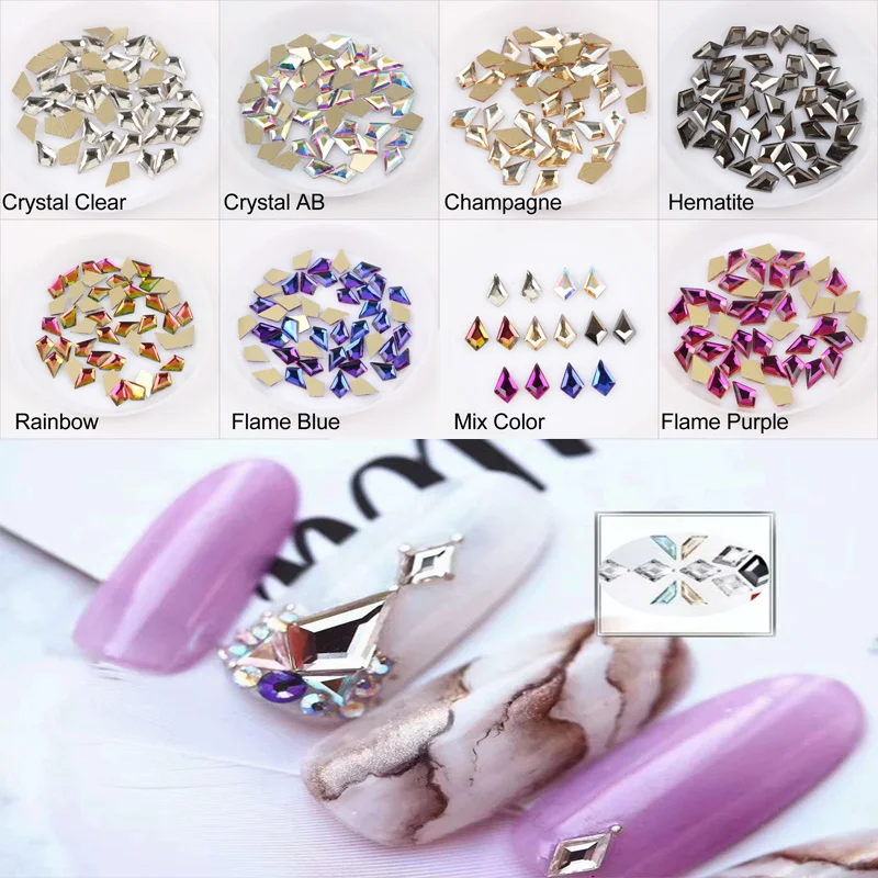 Small arrow Shape Nail Art Rhinestone 30/100pcs/lot 5.5x8.5mm Flatback Colorful Stones For 3D Nail Decoration Free shipping