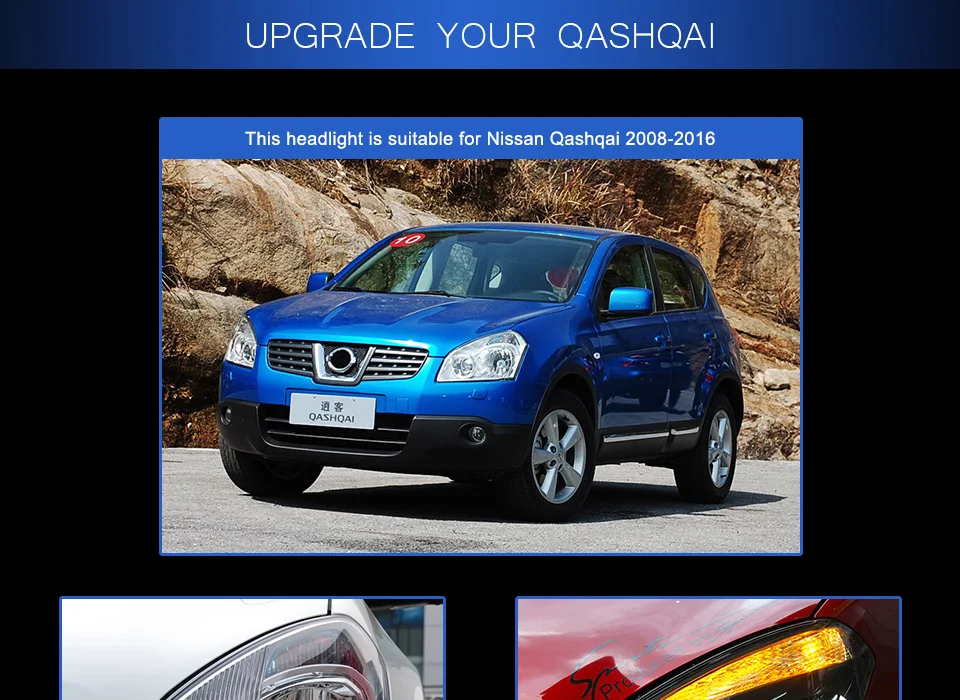 AKD тюнинг Автомобильные фары для Nissan Qashqai 2008- светодиодные дневные ходовые огни на передних фарах Hid биксеноновые фары сигнальный свет глаза ангела