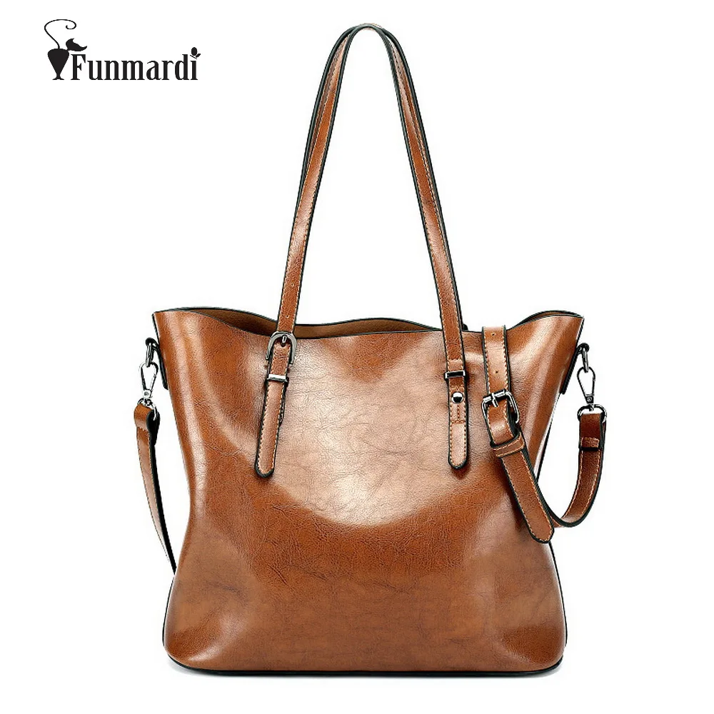 FUNMARDI font b Luxury b font Oil wax PU leather font b women b font font