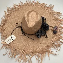 19 New Floral Solid straw hat bow wide ashgrass female Sun cap beach visor outdoor holiday beach sun protection hat Collapsible 19 New Floral Solid straw hat bow wide ashgrass female Sun cap beach visor outdoor holiday beach sun protection hat Collapsible