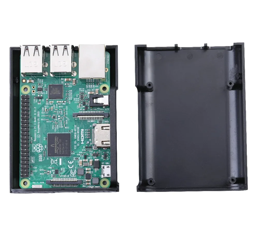Raspberry Pi 3 Model B + ABS Чехол черный прозрачный корпус с алюминиевым радиатором