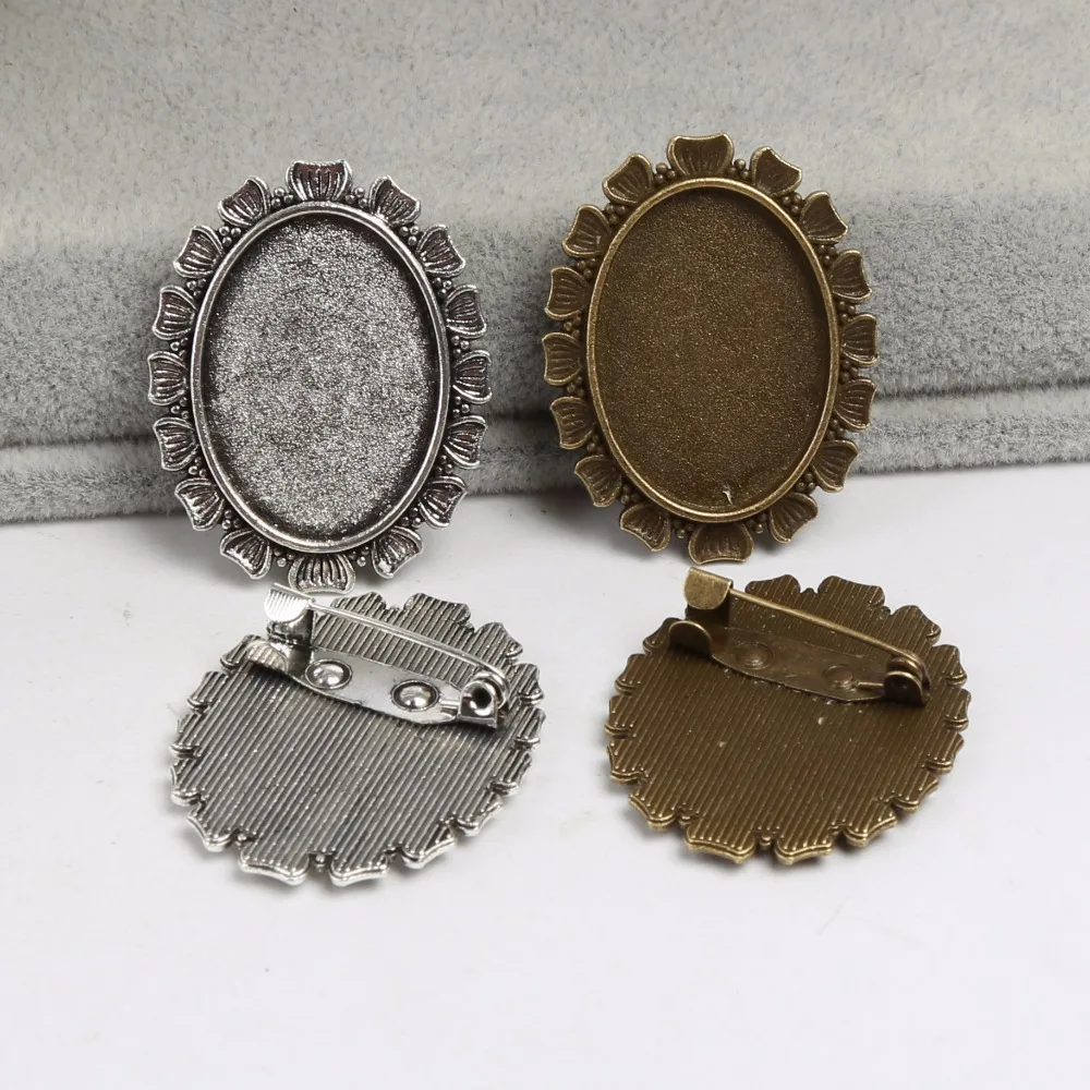 5Pcs Fit 18X25Mm Ovale Cabochon Broche Pin Backing Trays Diy Base